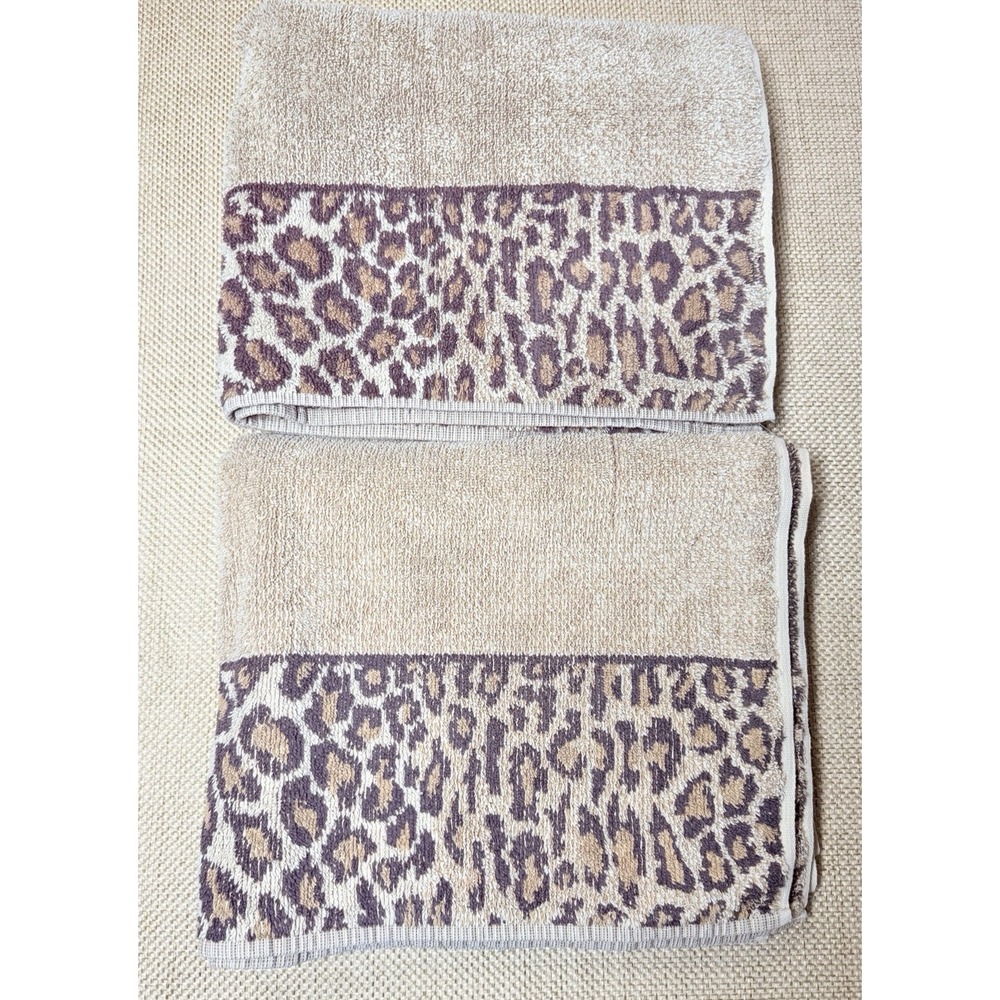 Ralph Lauren Leopard Bath Towel Lot‎ Cheetah Aragon Animal Print Safari